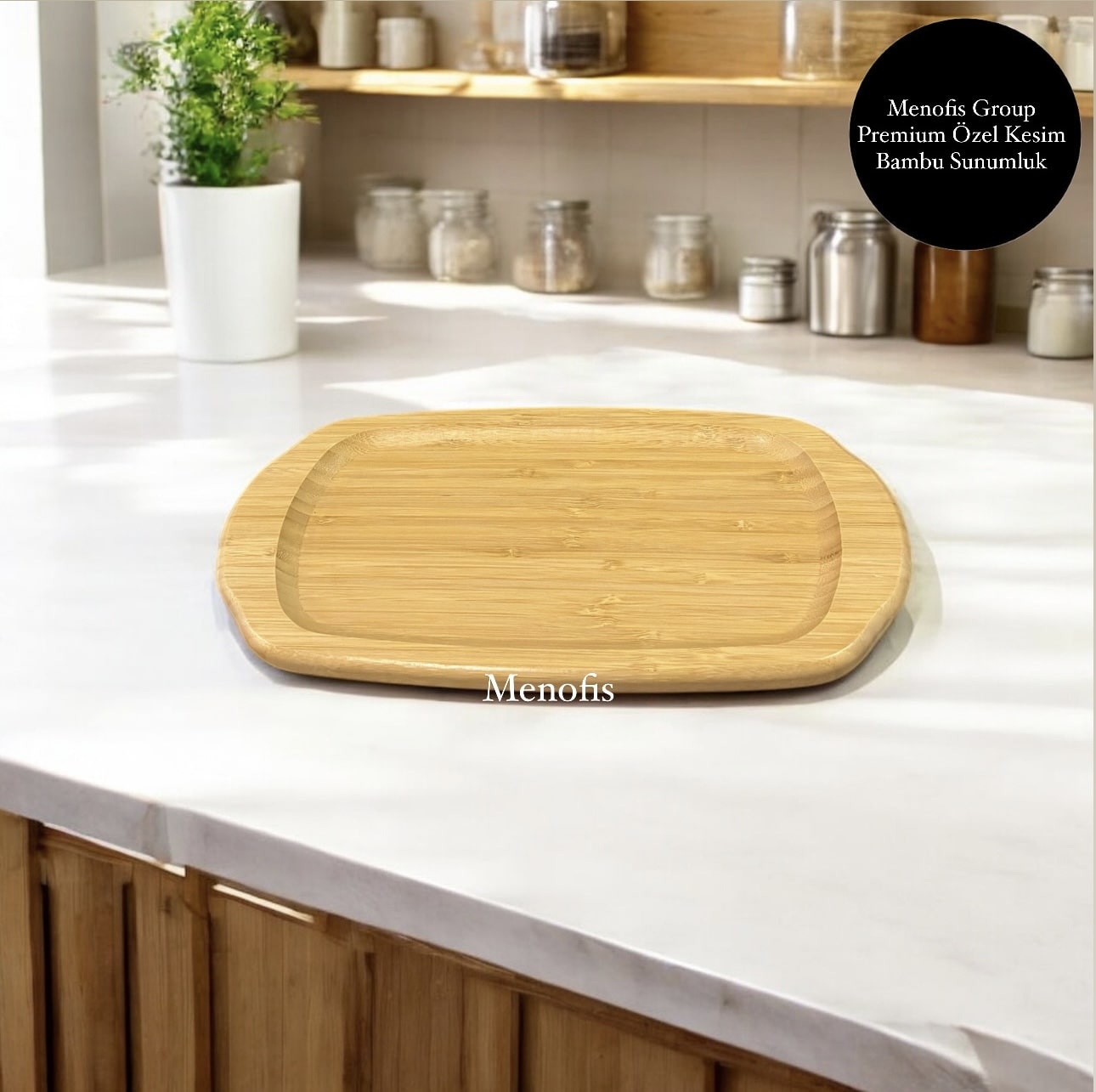 Bambu Premium Özel Kesim Lüks Servis Tabağı , Sunum Tabağı STP-3516