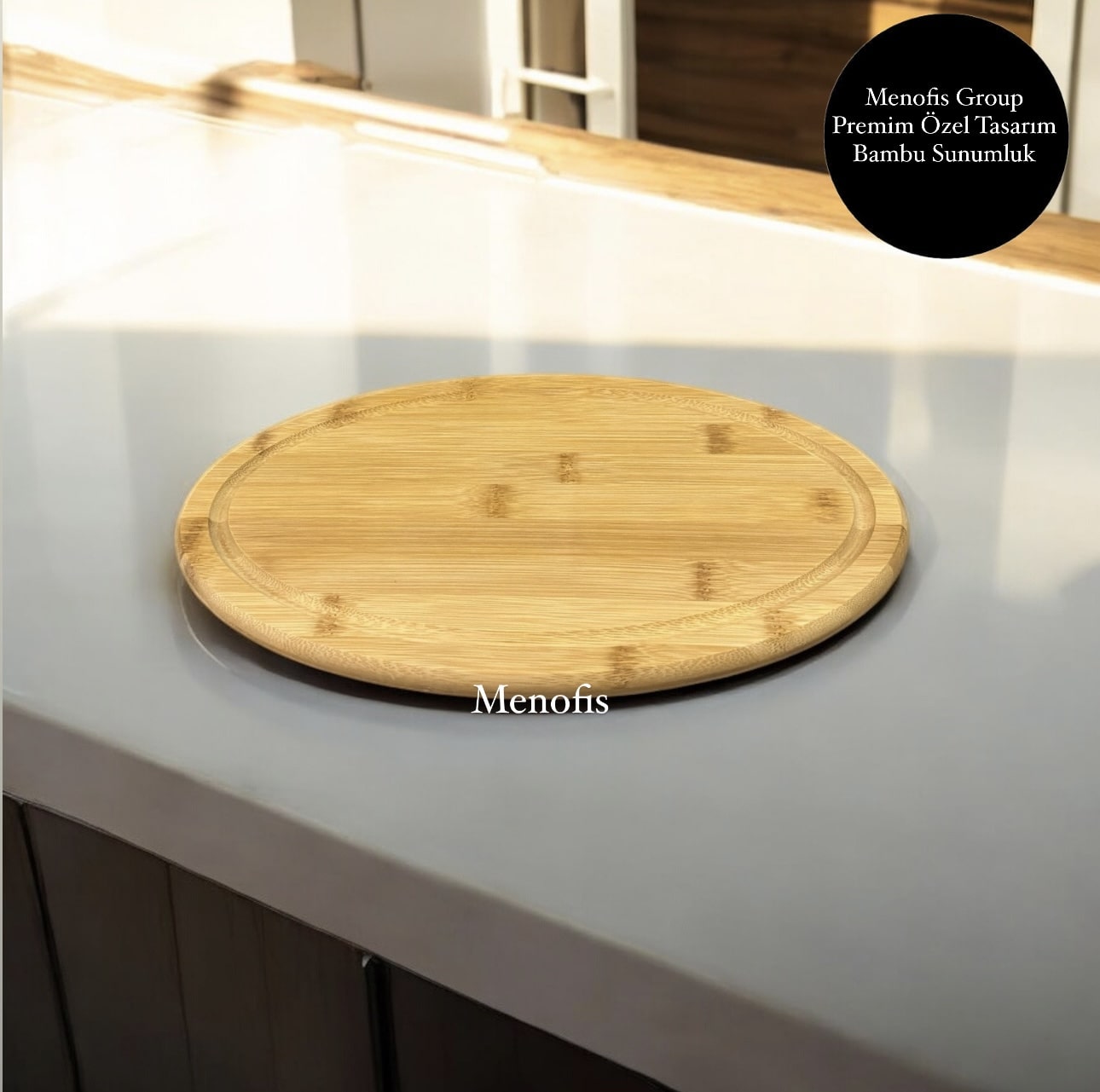 Premium Özel Kesim Oval Bambu Sunum Tabağı , Servis Tabağı MG-BMB-36