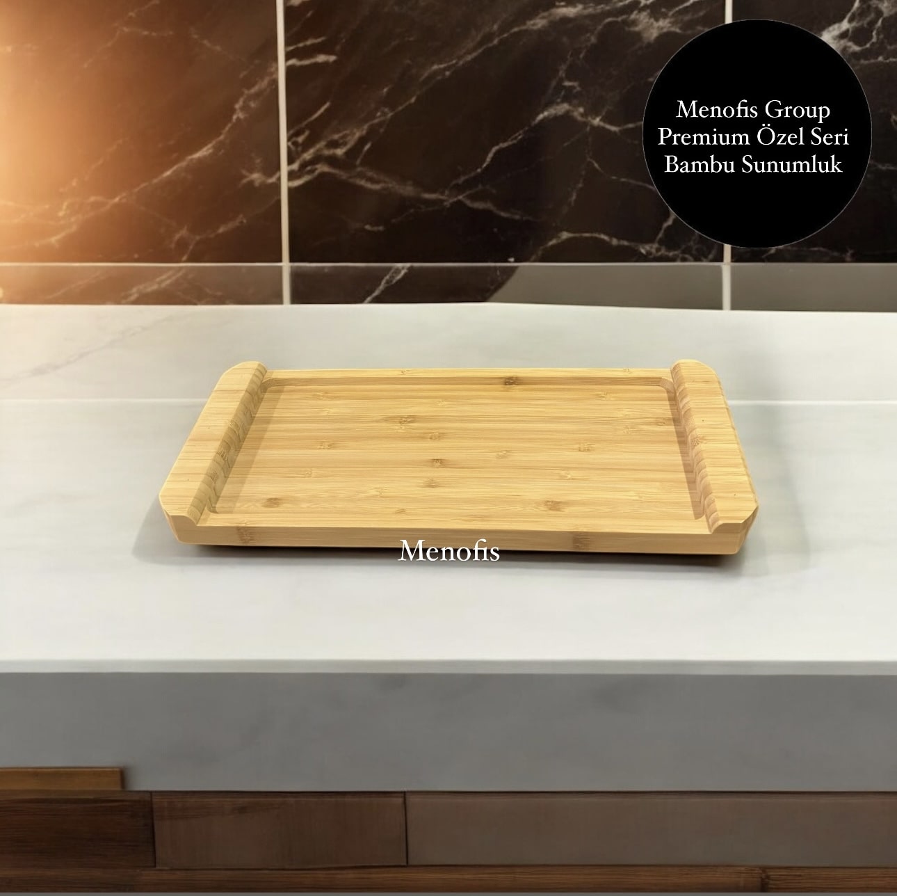 Bambu Premium Özel Kesim Lüks Servis Tabağı , Sunum Tabağı TRAY-3515