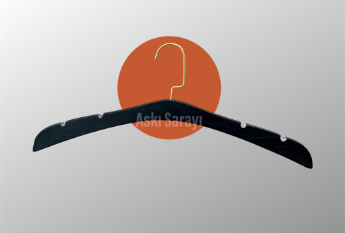 Siyah Ahşap Gelinlik Askısı Abiye ve Triko Askısı Özel Gold Kancalı MG42