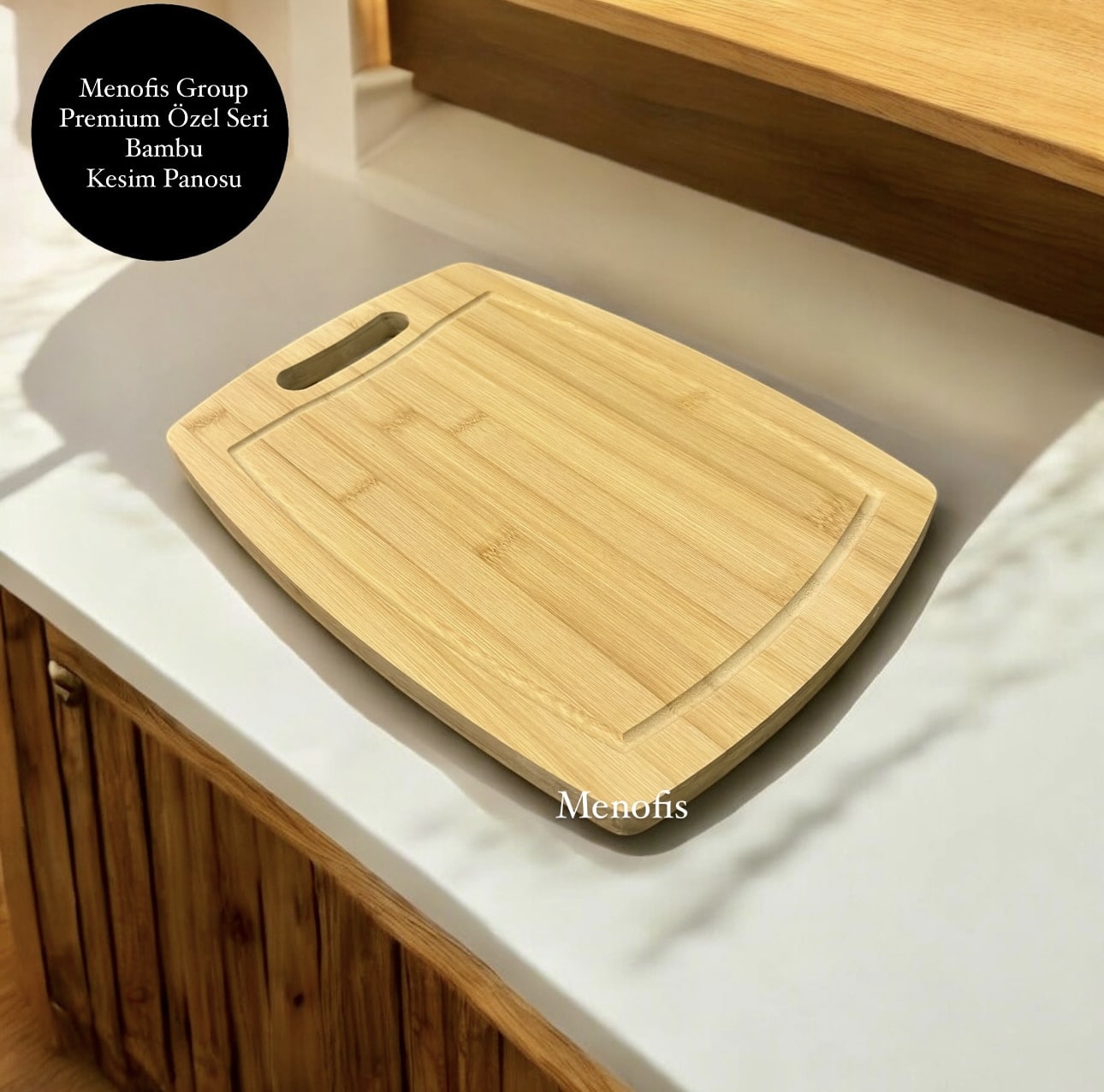 Premium Özel Tasarım Bambu Antibaktariyel Kesim Tahtası , Ekmek Tahtası , Kesim Panosu MG-BEK-193